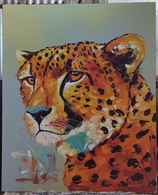 Cheetah Golden Spotted Realistic Profile