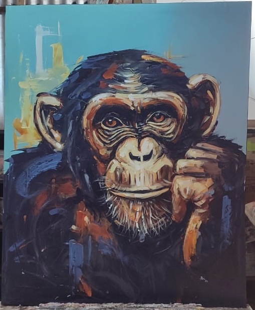 Chimpanzee Contemplation Bold Contrast