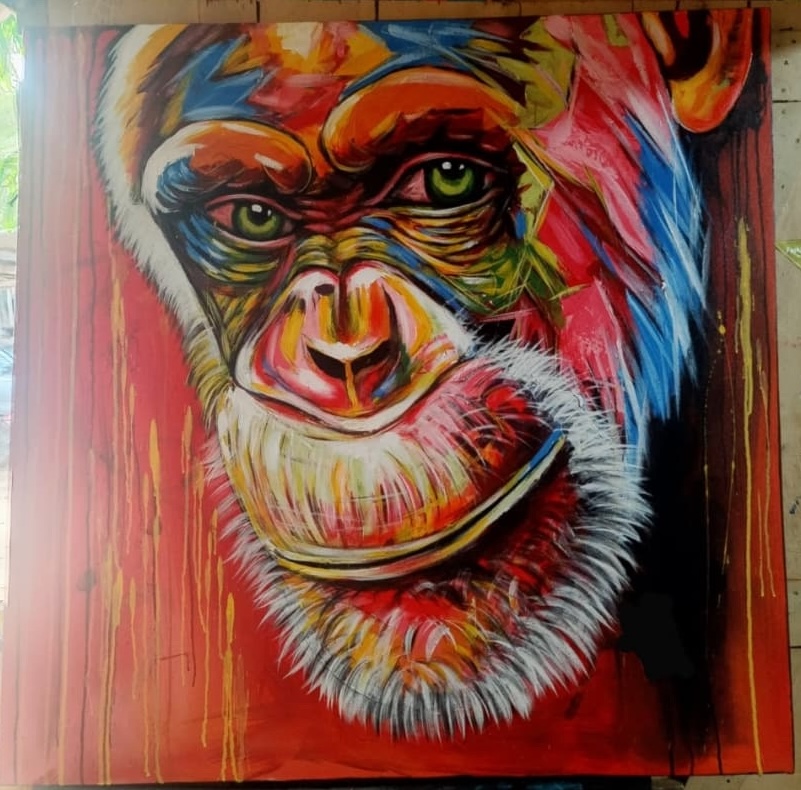Chimpanzee Street Art Neon Expression