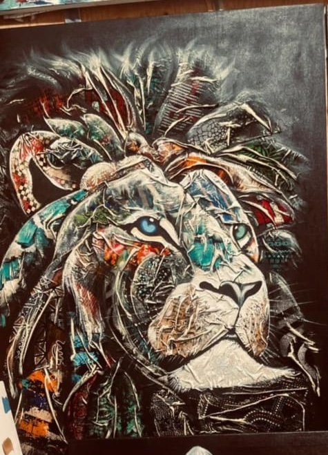 Lion Abstract Collage Multicolor and Gorilla Monochrome