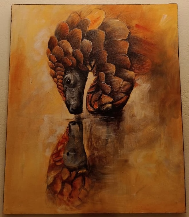 Pangolin Drinking Water Reflection Symbolic