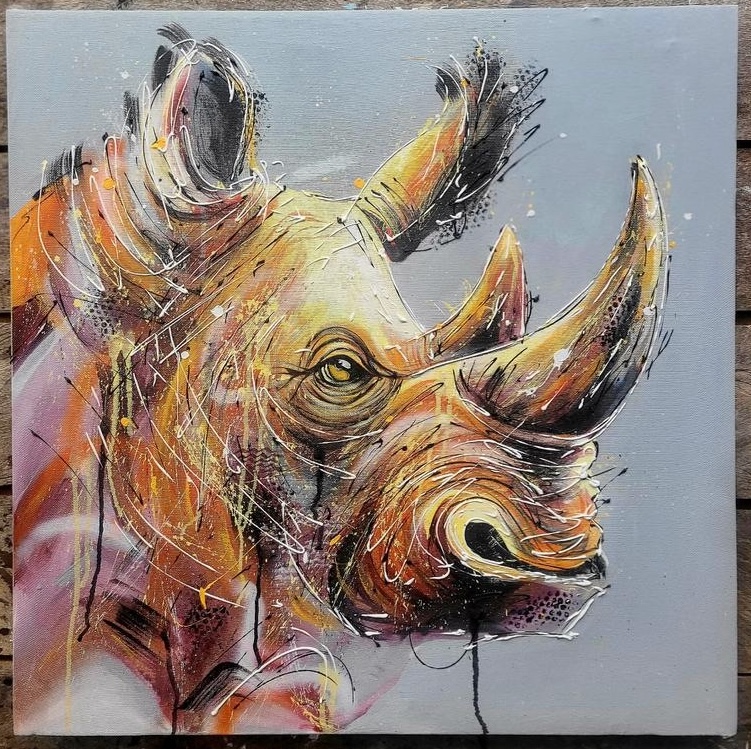 Rhinoceros Earth Tones Abstract Expressionist